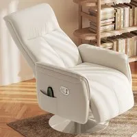 Reclining Massage Chair with Adjustable Backrest - Cream