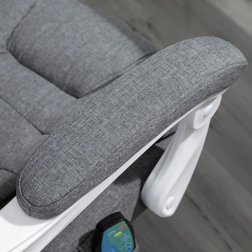 Reclining Massage Office Chair with Footrest - Grey, Linen