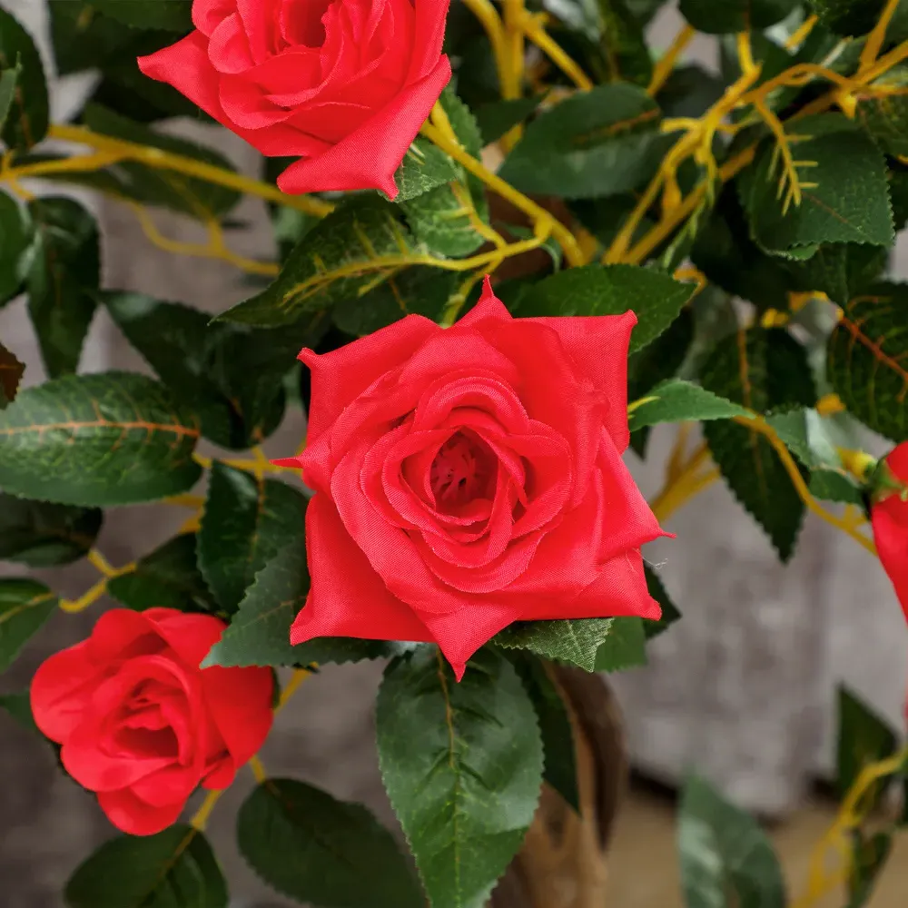 Red Rose Artificial Tree in Pot 90cm 2 Pack