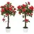 Red Rose Artificial Tree in Pot 90cm 2 Pack