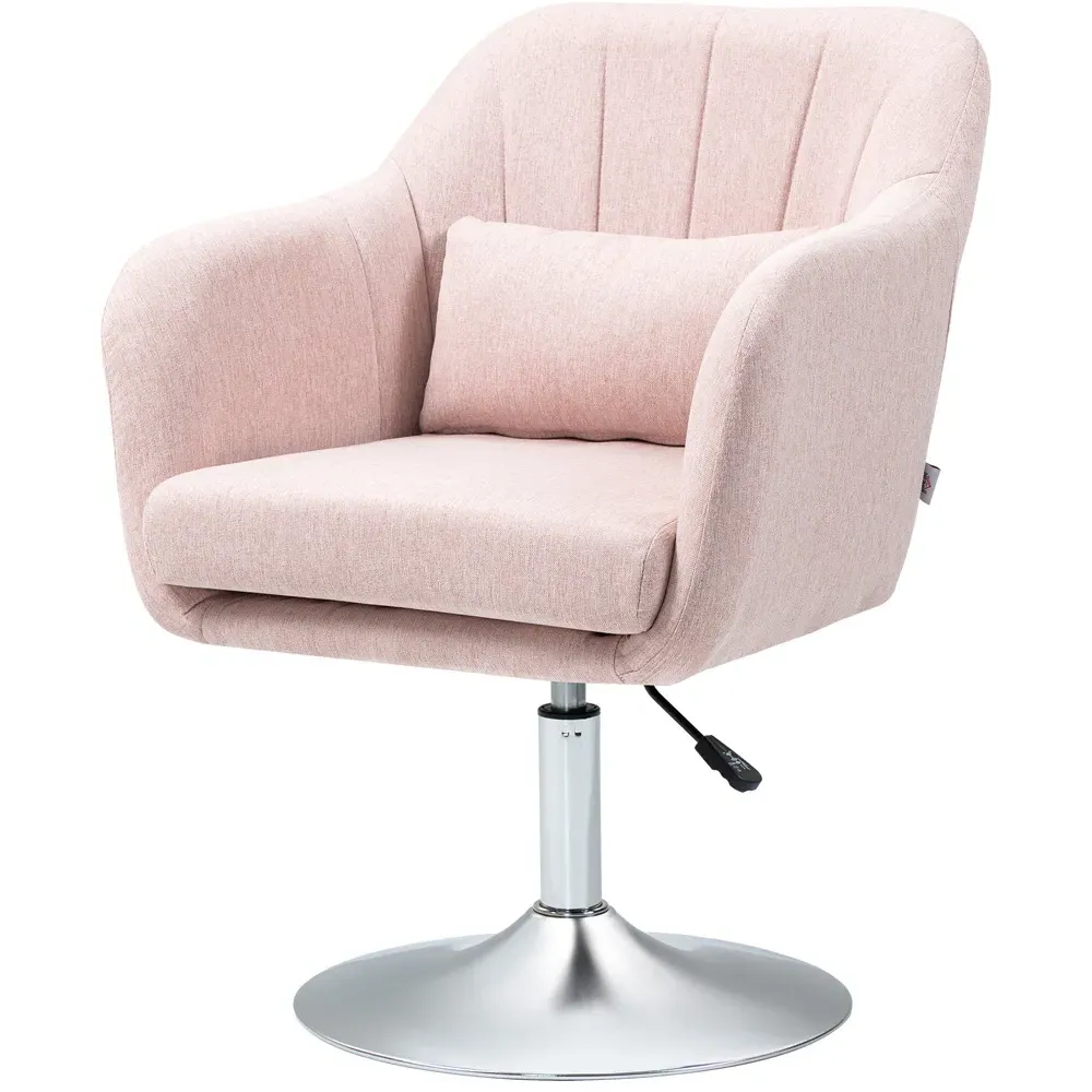 Retro Linen Swivel Tub Chair - Pink