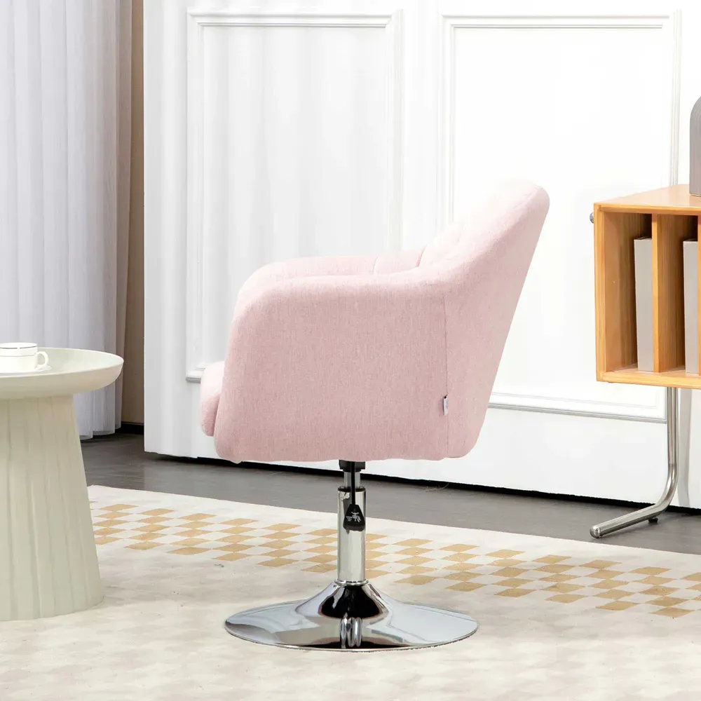 Retro Linen Swivel Tub Chair - Pink