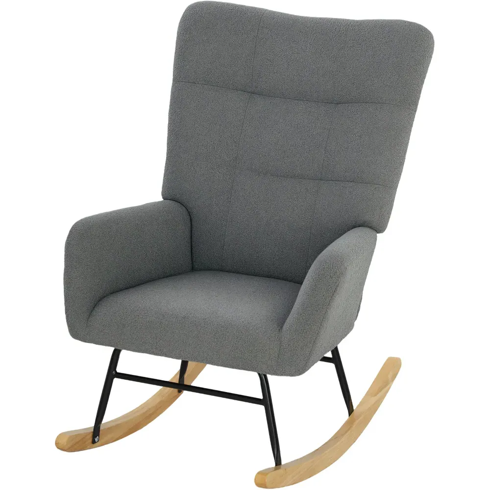 Rocking Chair with Backrest - Grey