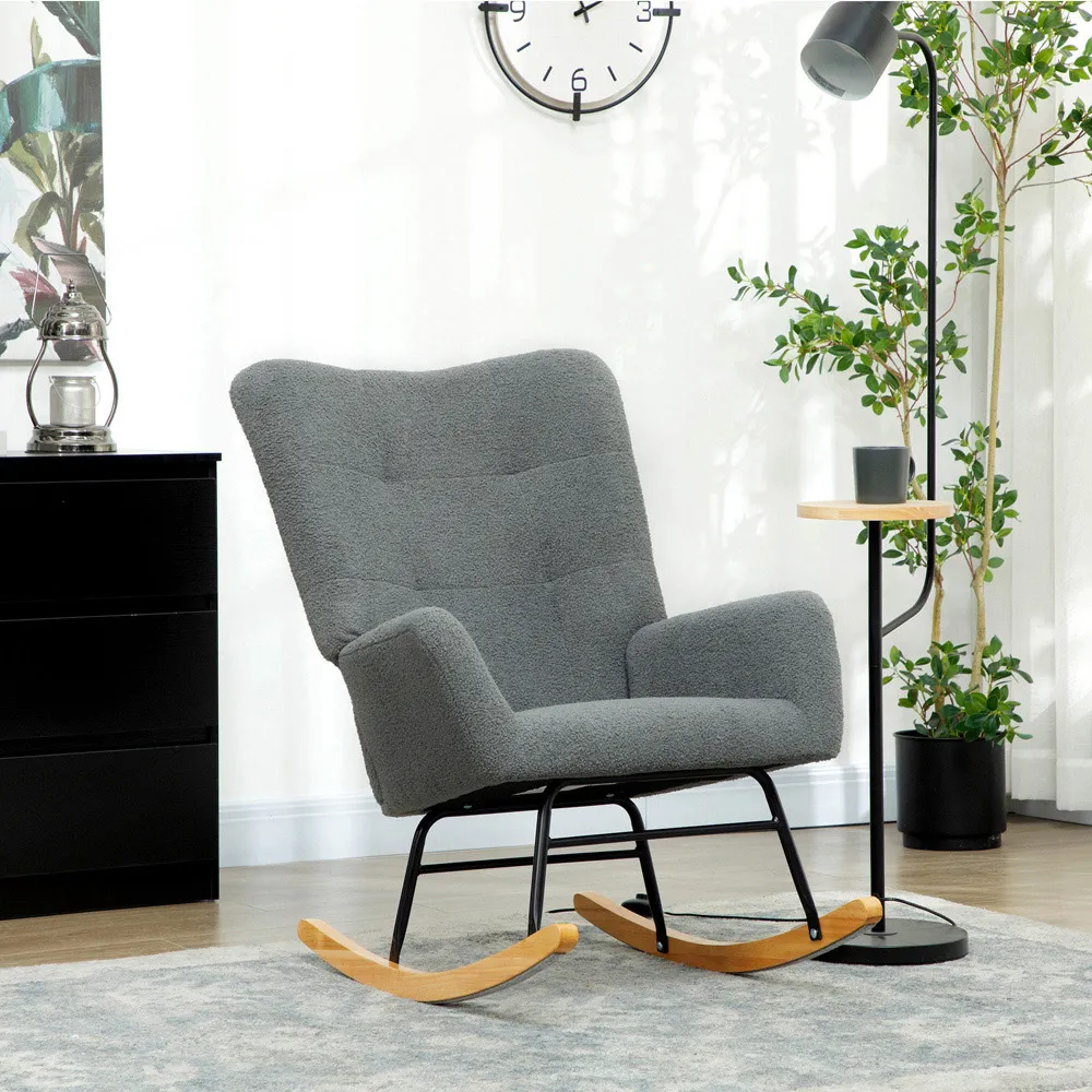 Rocking Chair with Backrest - Grey