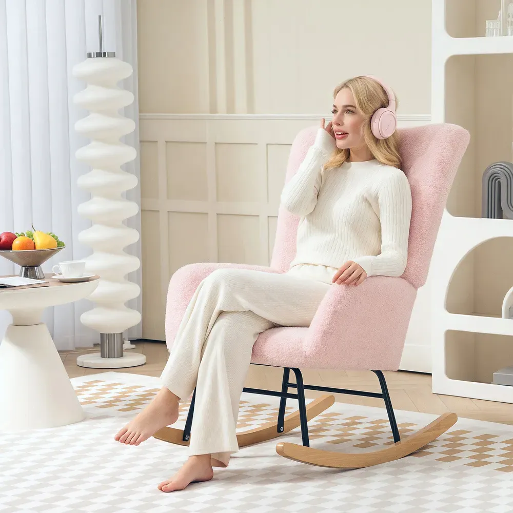 Rocking Chair with Backrest - Pink