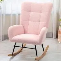 Rocking Chair with Backrest - Pink