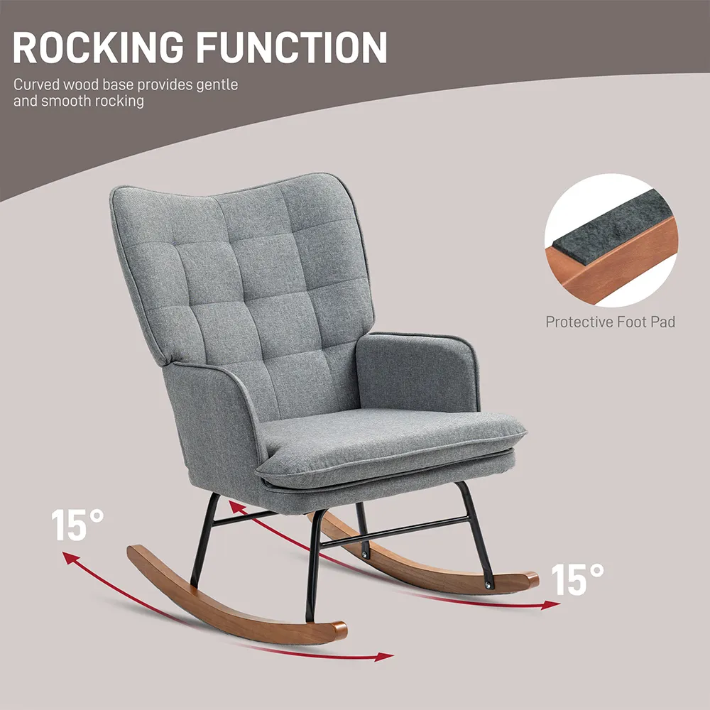 Rocking Chair with Footstool - Grey