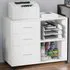 Rolling Storage Cabinet with Drawers - White