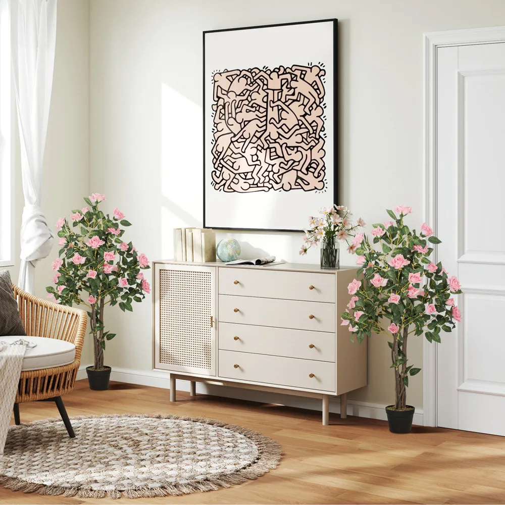 Rose Artificial Plant in Pot 2 Pack - Pink