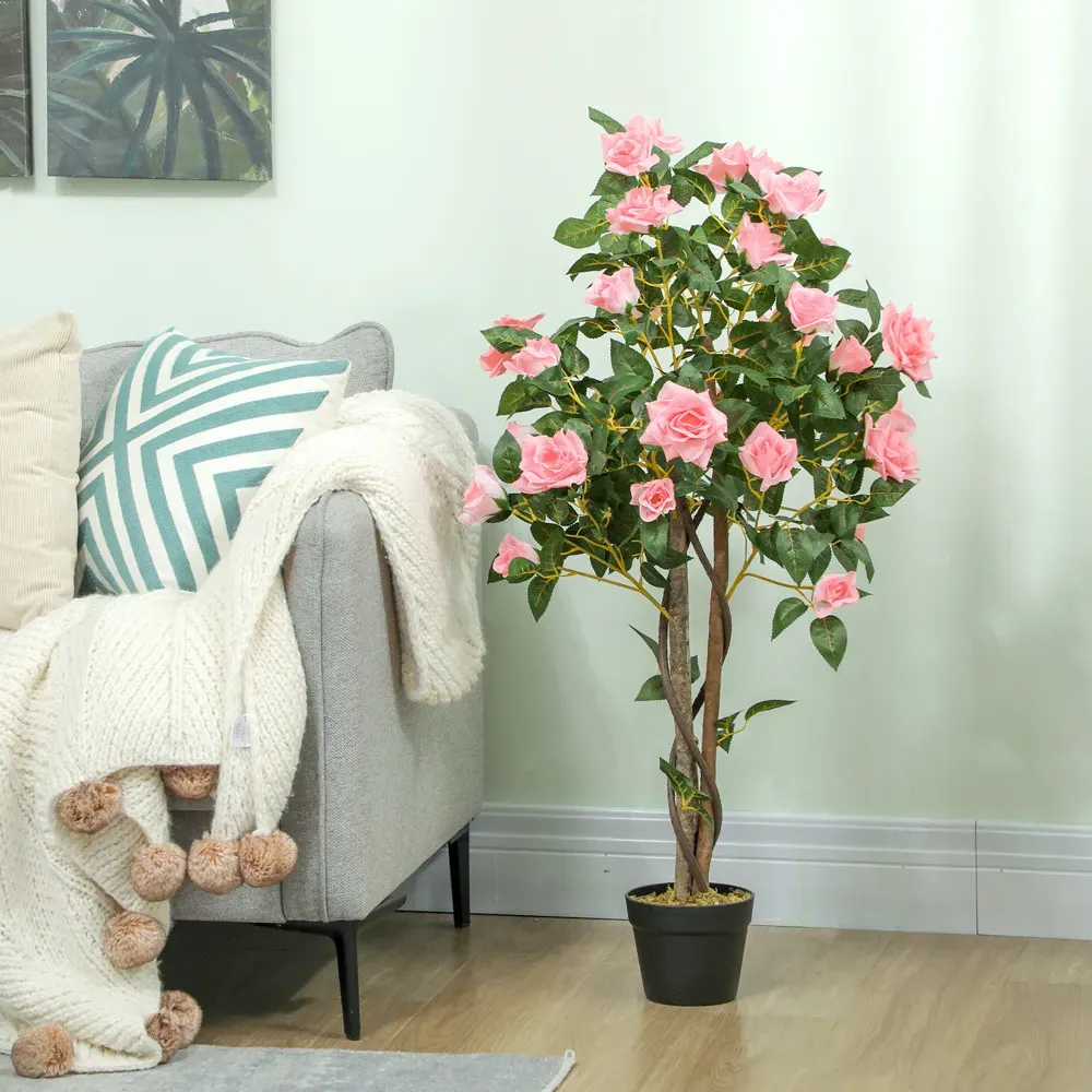 Rose Artificial Plant in Pot 2 Pack - Pink