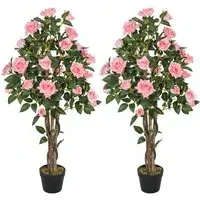 Rose Artificial Plant in Pot 2 Pack - Pink
