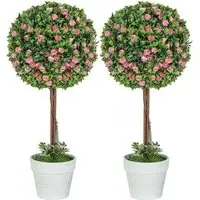 Rose Artificial Plants in Pot 60cm 2 Pack - Pink