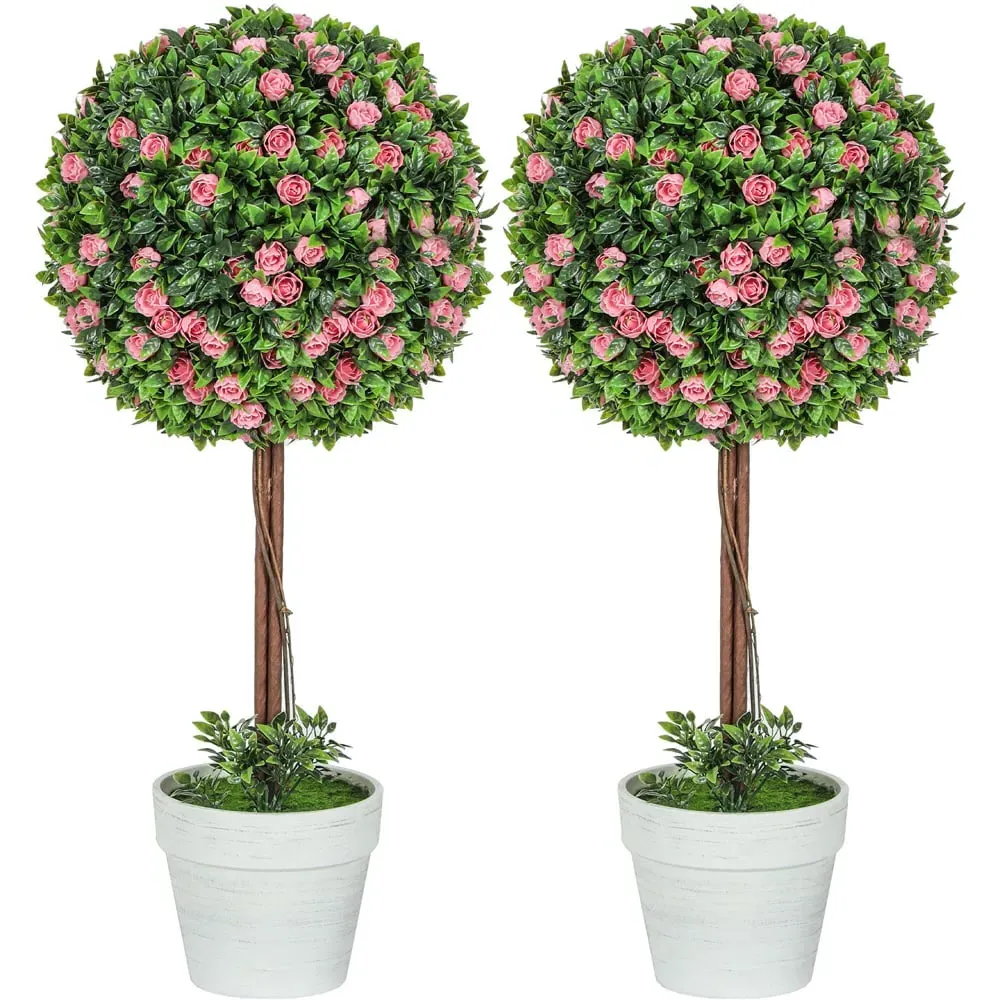 Rose Artificial Plants in Pot 60cm 2 Pack - Pink