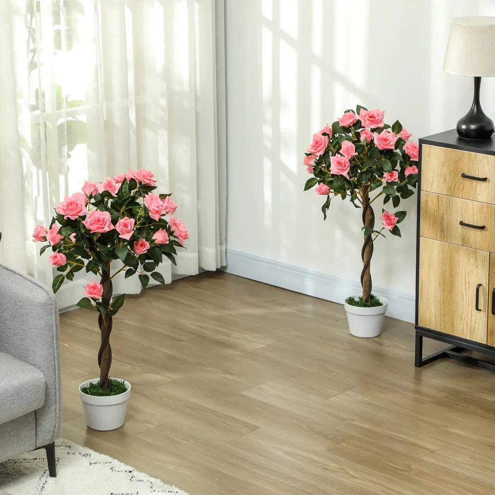 Rose Artificial Tree in Pot 90cm 2 Pack - Pink