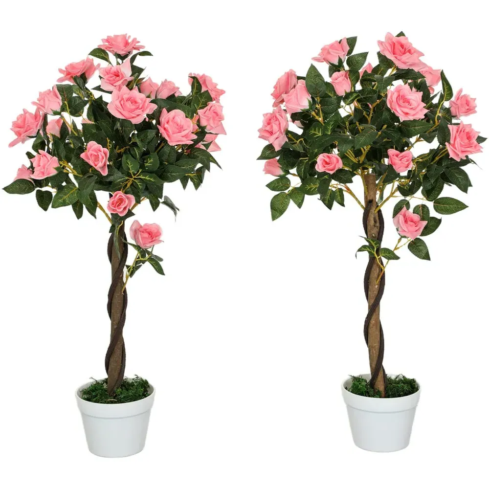 Rose Artificial Tree in Pot 90cm 2 Pack - Pink image