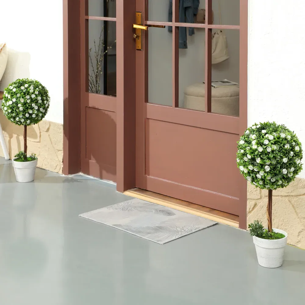 Rose Flower Artificial Plants in Pot 60cm 2 Pack - White