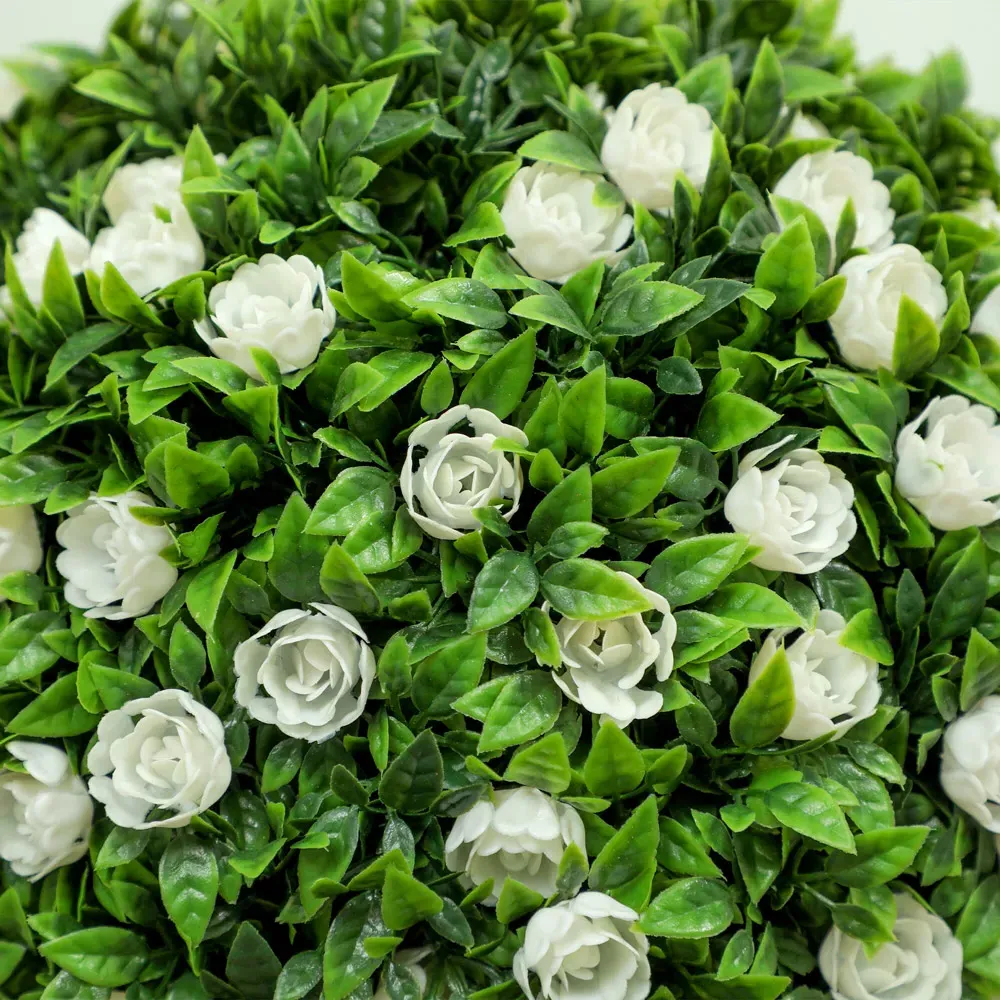 Rose Flower Artificial Plants in Pot 60cm 2 Pack - White