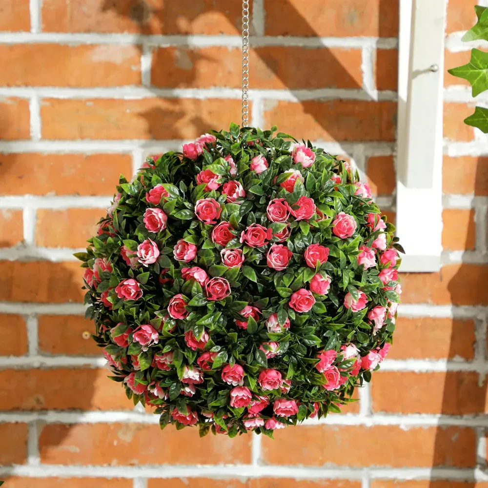 Rose Hanging Topiary Ball 2 Pack - Pink