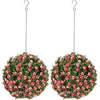 Rose Hanging Topiary Ball 2 Pack - Pink