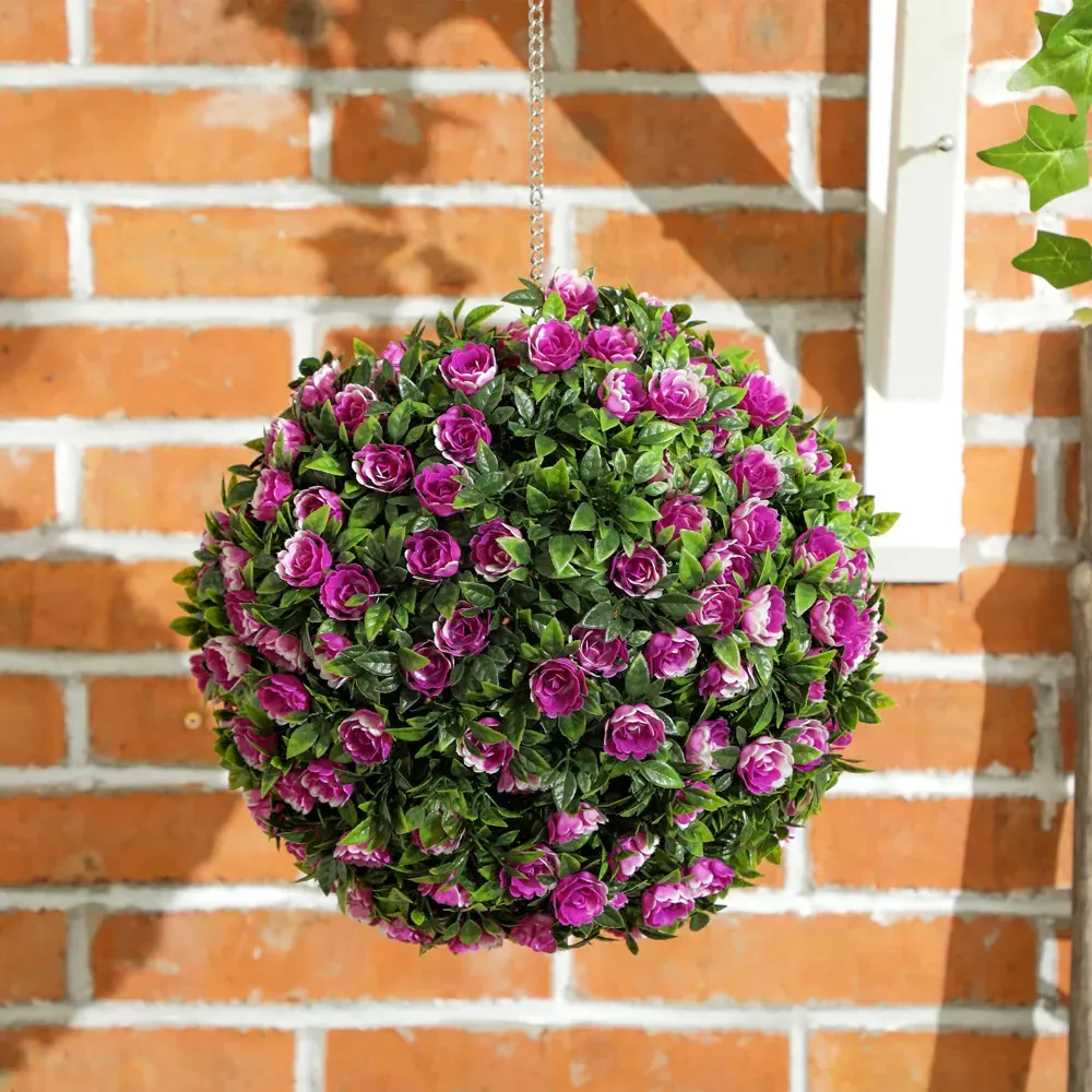Rose Hanging Topiary Ball 2 Pack - Purple