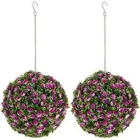 Rose Hanging Topiary Ball 2 Pack - Purple
