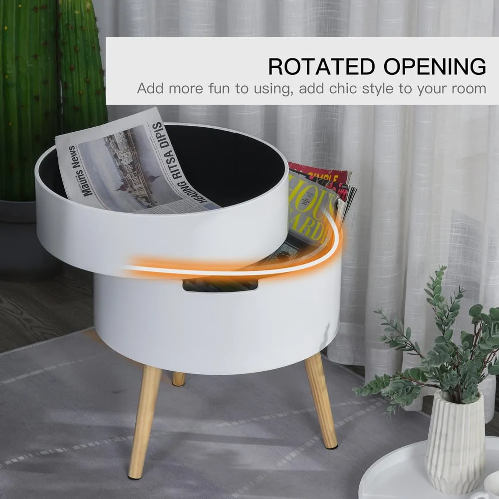 Round 3 Tier Side Table with Storage - White
