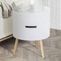 Round 3 Tier Side Table with Storage - White