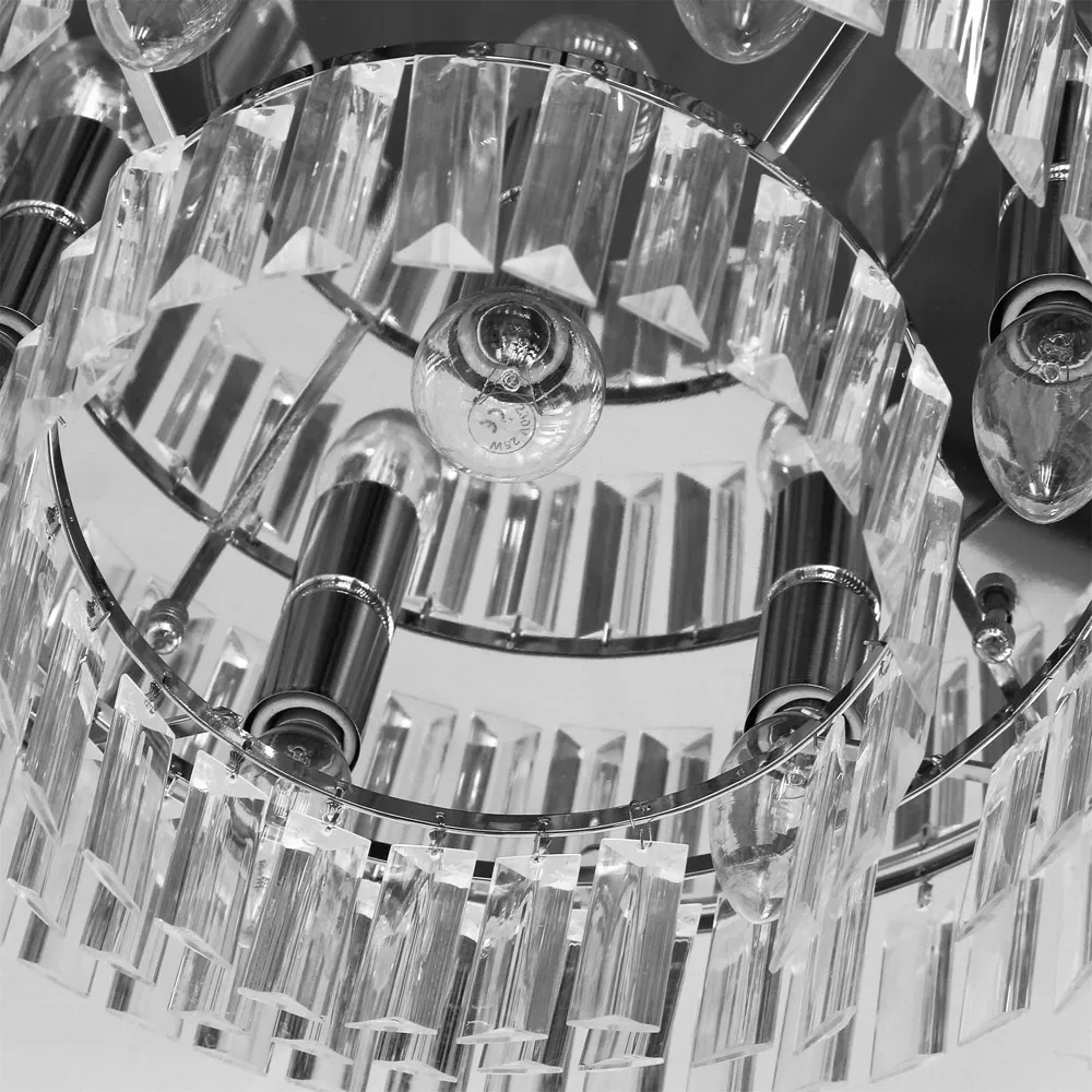 Round Crystal Ceiling Light - Silver