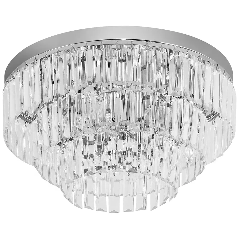 Round Crystal Ceiling Light - Silver