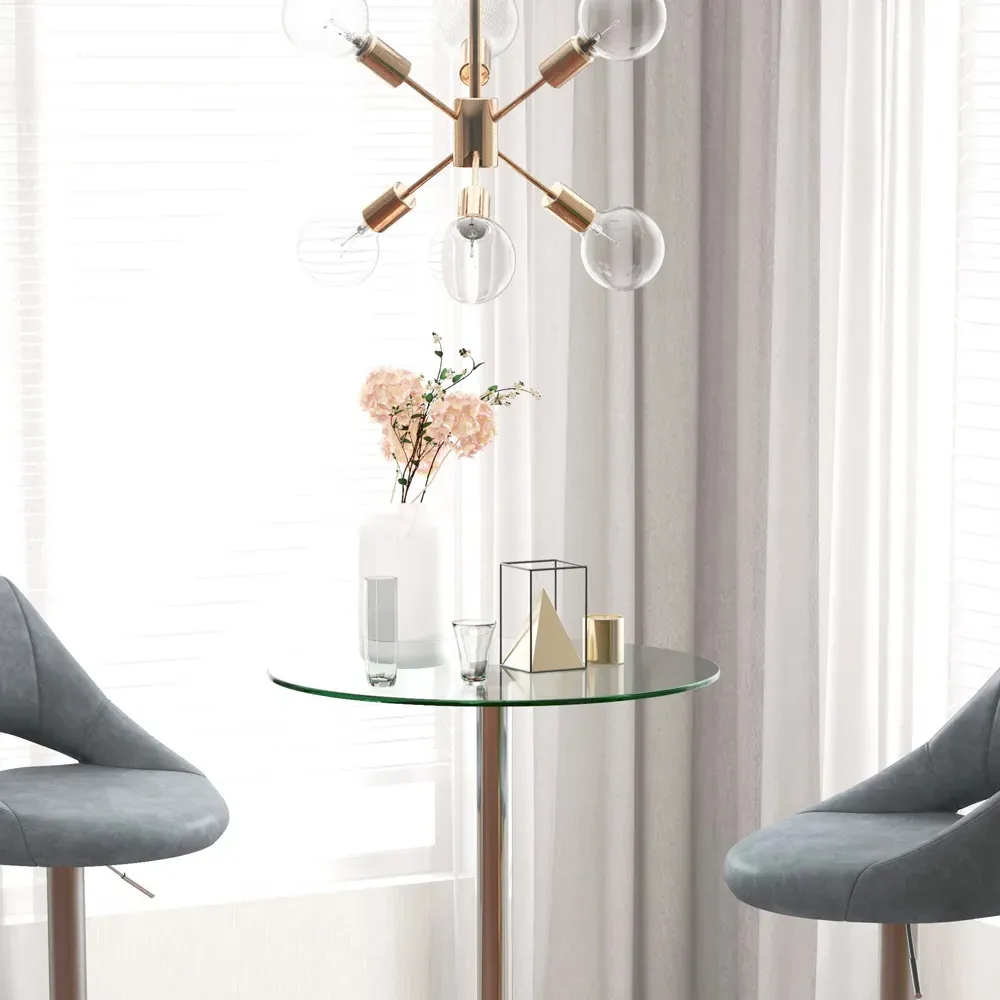 Round High Top Bar Dining Table - Clear