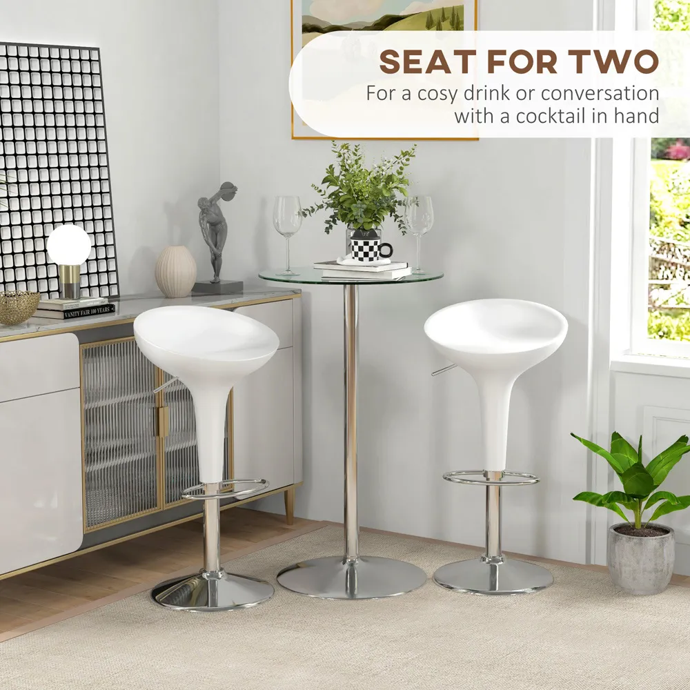 Round High Top Bar Dining Table - Clear