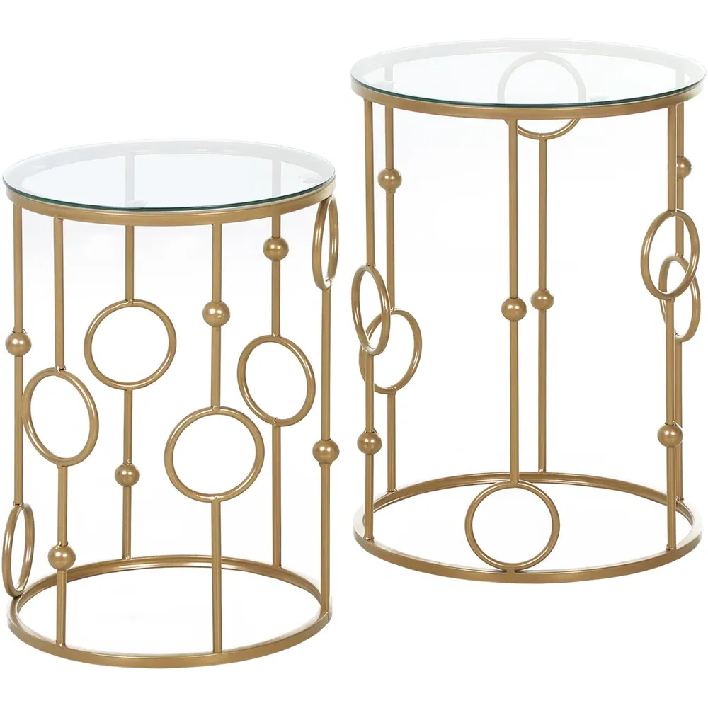Round Nest of Tables Set of 2 - Gold