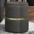 Round Velvet Ottoman Footstool with Storage - Grey