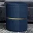 Round Velvet Ottoman with Storage - Blue