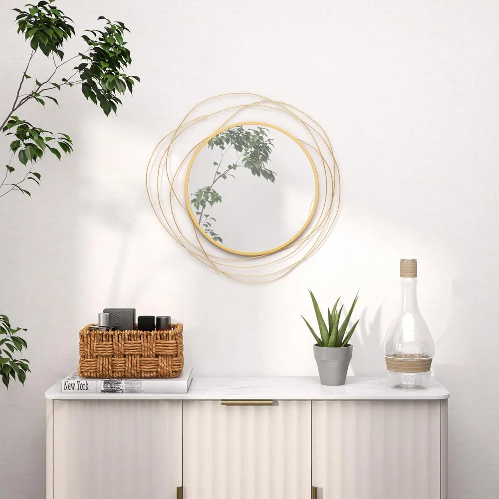 Round Wall Mirror - Gold, Metal