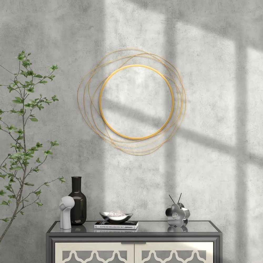 Round Wall Mirror - Gold, Metal