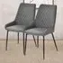 Set of 2 Armless Dining Chairs - Grey, PU Leather