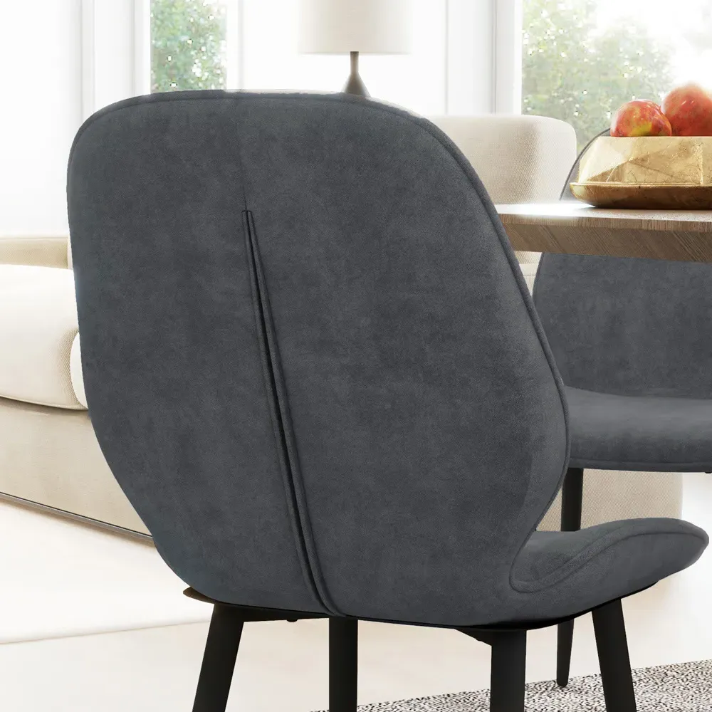 Set of 2 Armless Dining Chairs - Grey, Velvet