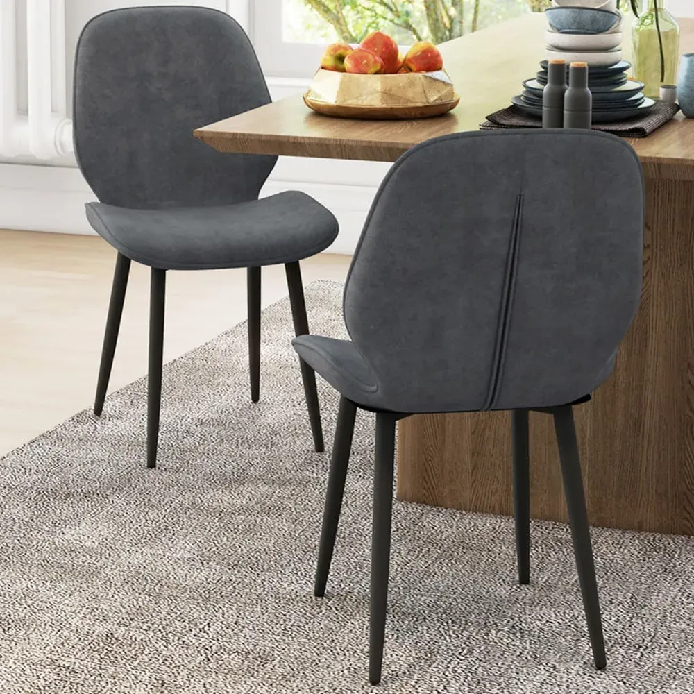 Set of 2 Armless Dining Chairs - Grey, Velvet
