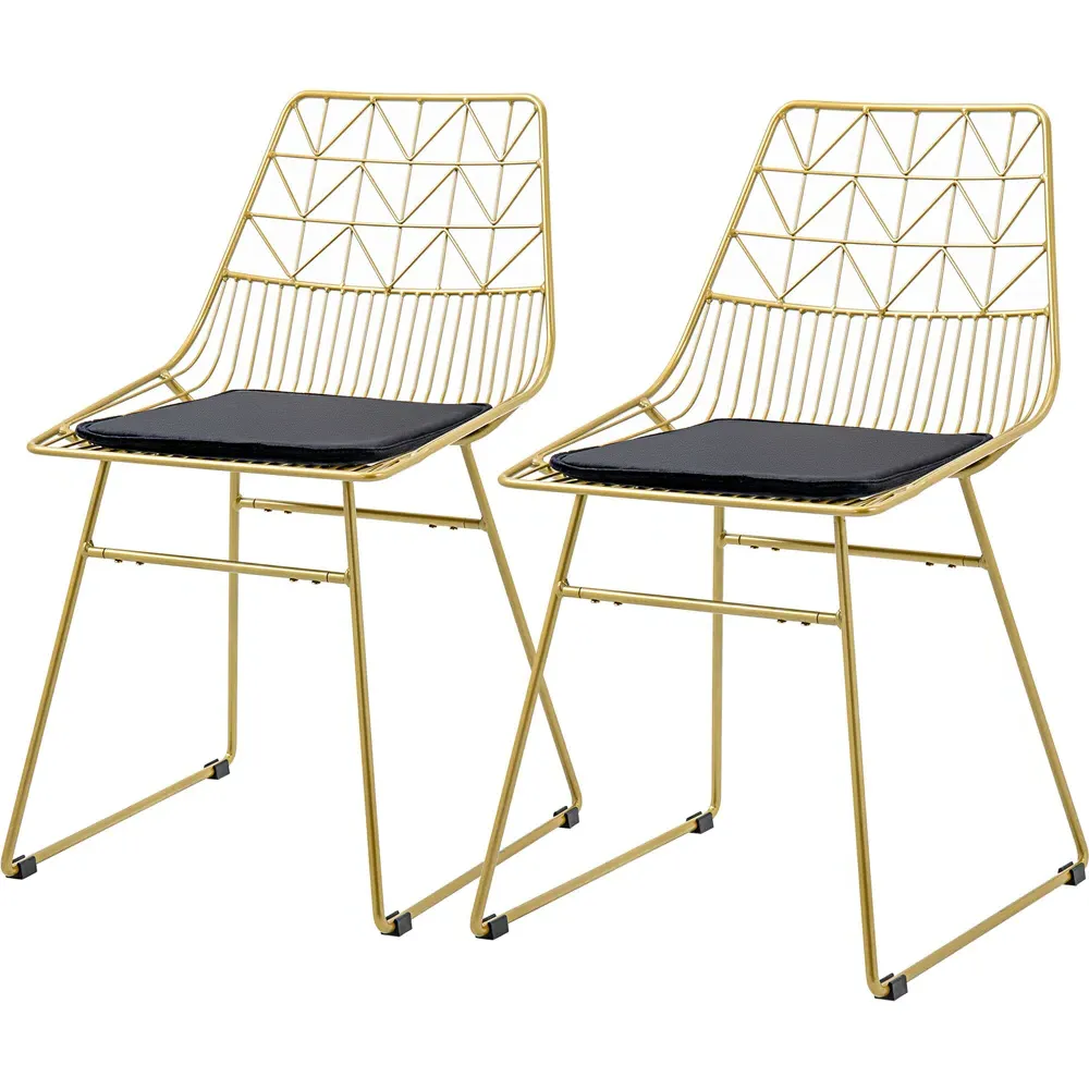 Set of 2 Dining Chairs - Black, Steel