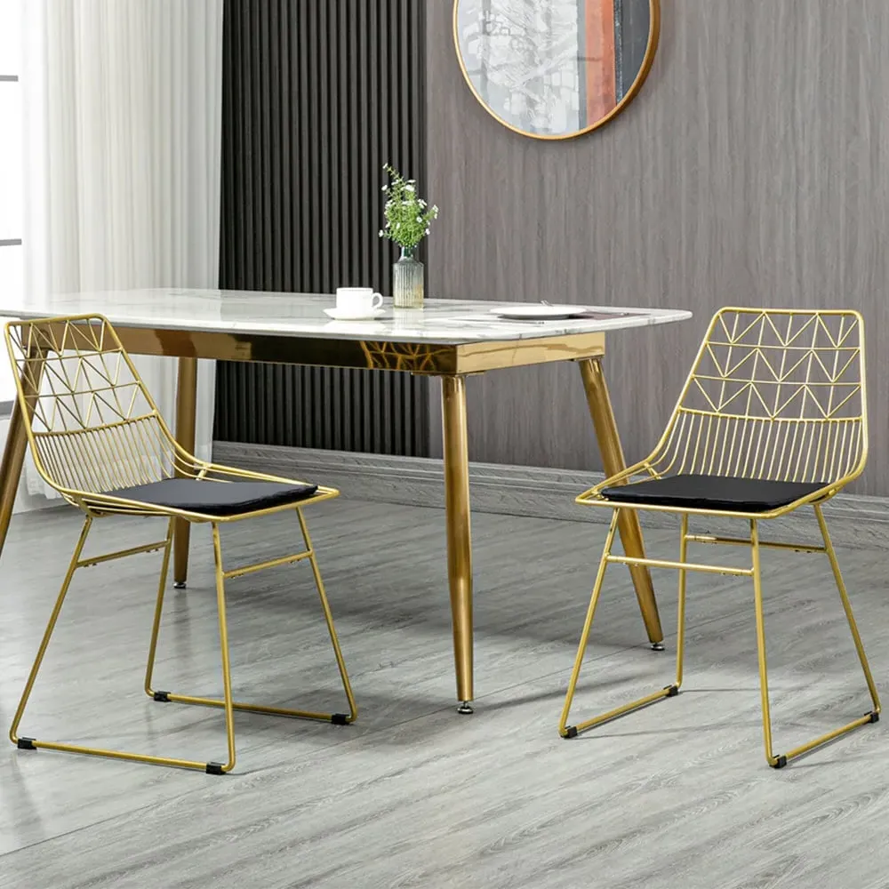 Set of 2 Dining Chairs - Black, Steel