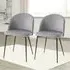 Set of 2 Dining Chairs - Grey, Velvet