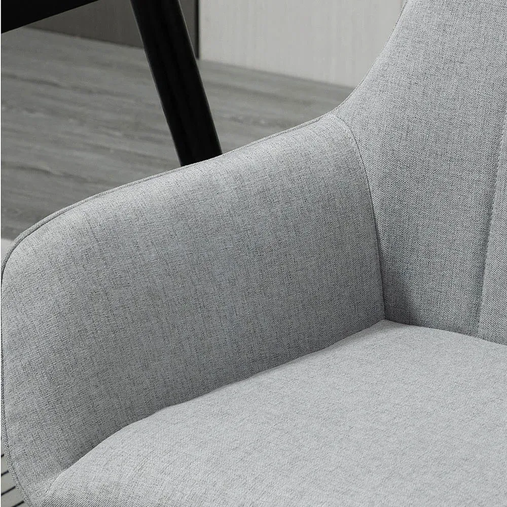 Set of 2 Dining Chairs - Light Grey, Linen