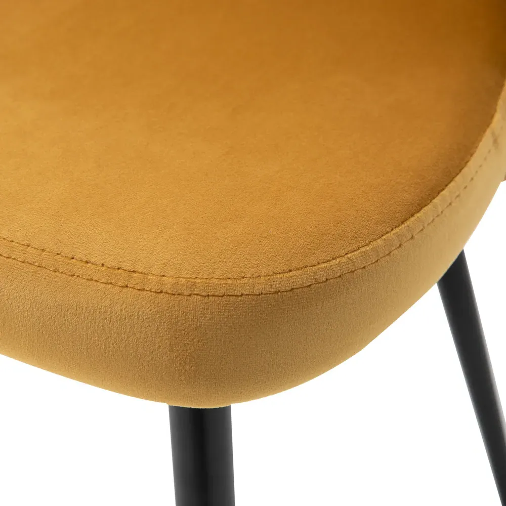 Set of 2 Dining Chairs - Yellow, Velvet