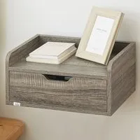 Set of 2 Floating Nightstands with Drawers - Grey