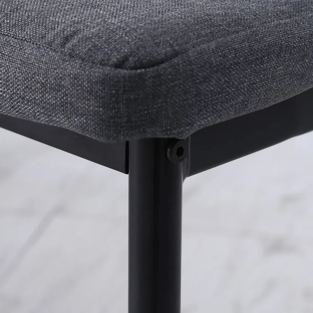 Set of 4 Dining Chairs - Grey, Linen Touch Fabric