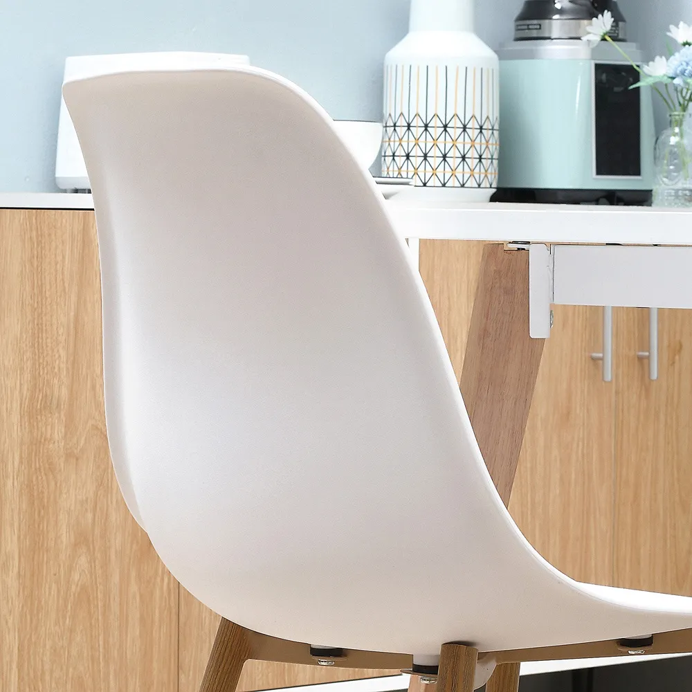 Set of 4 Dining Chairs with Curved Seats - White
