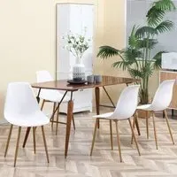 Set of 4 Dining Chairs with Curved Seats - White