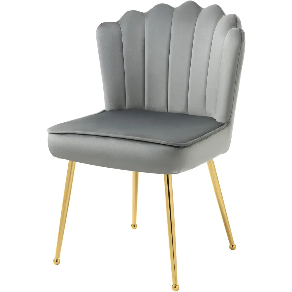 Shell Accent Chair - Grey, Velvet