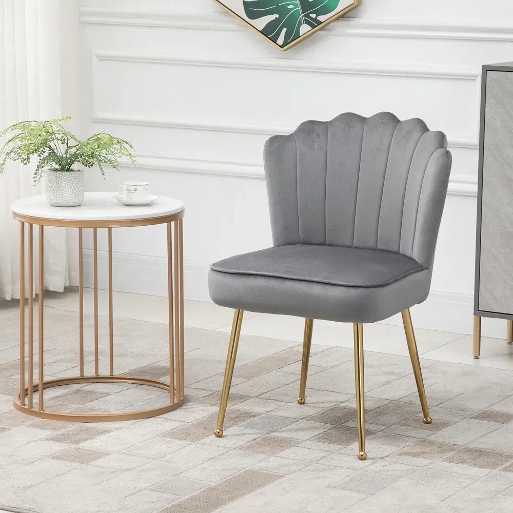Shell Accent Chair - Grey, Velvet